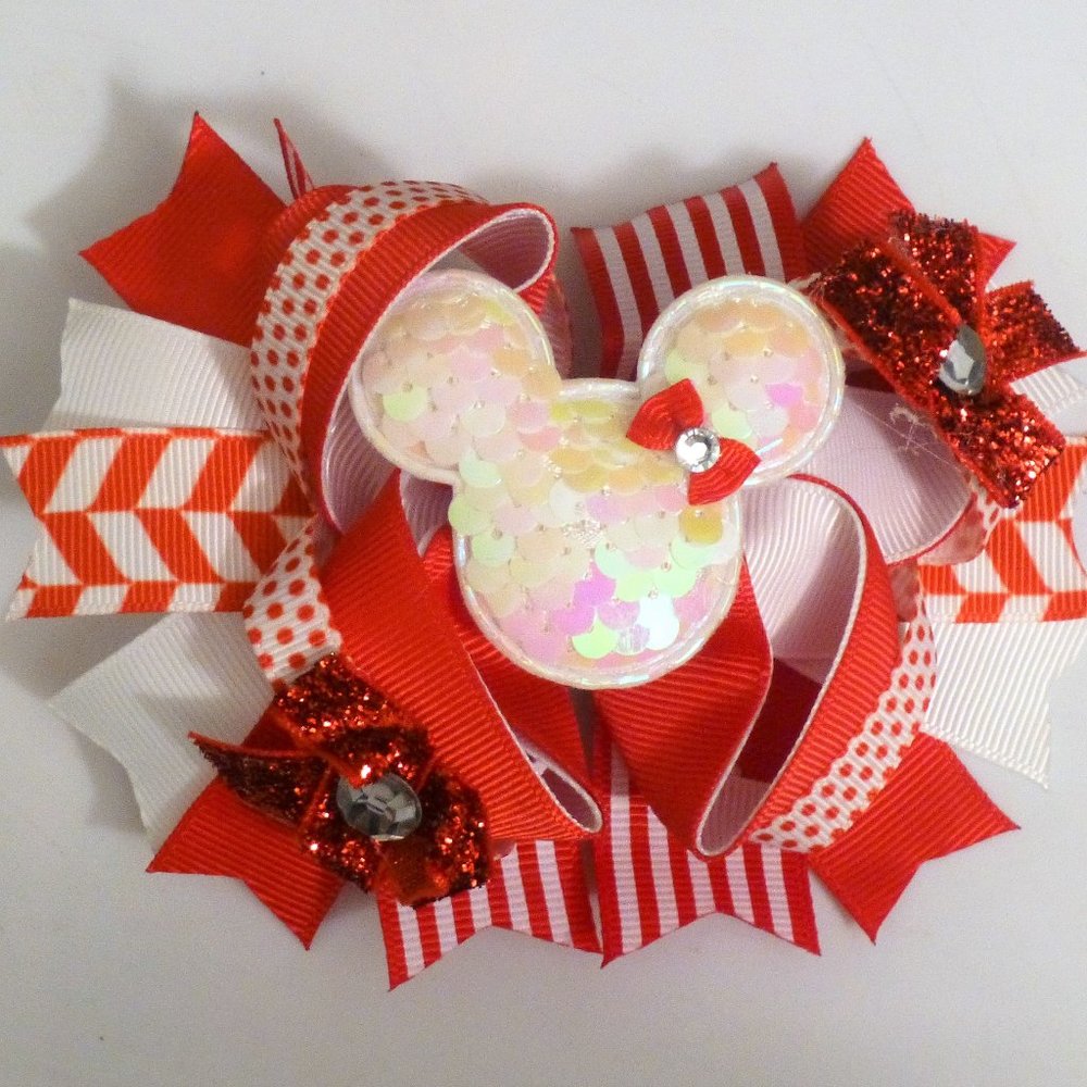 Minnie Mouse Sequin Christmas Girls 5-inch Hair Bow Clip